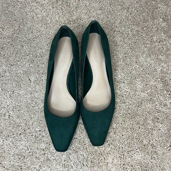 Charles & Keith Shoes - Charles & Keith | Green Suede Pumps |